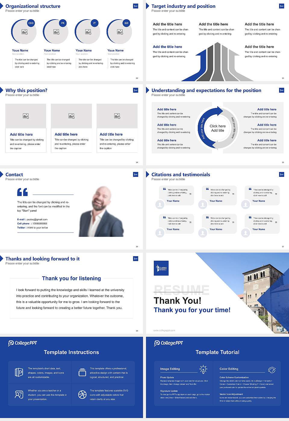 Clarks Summit University Resume PPT Template16:9 ratio PPT effect preview image4