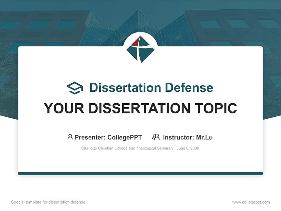 Charlotte Christian College and Theological Seminary Graduation Thesis Defense PPT Template4:3 ratio PPT effect preview image7