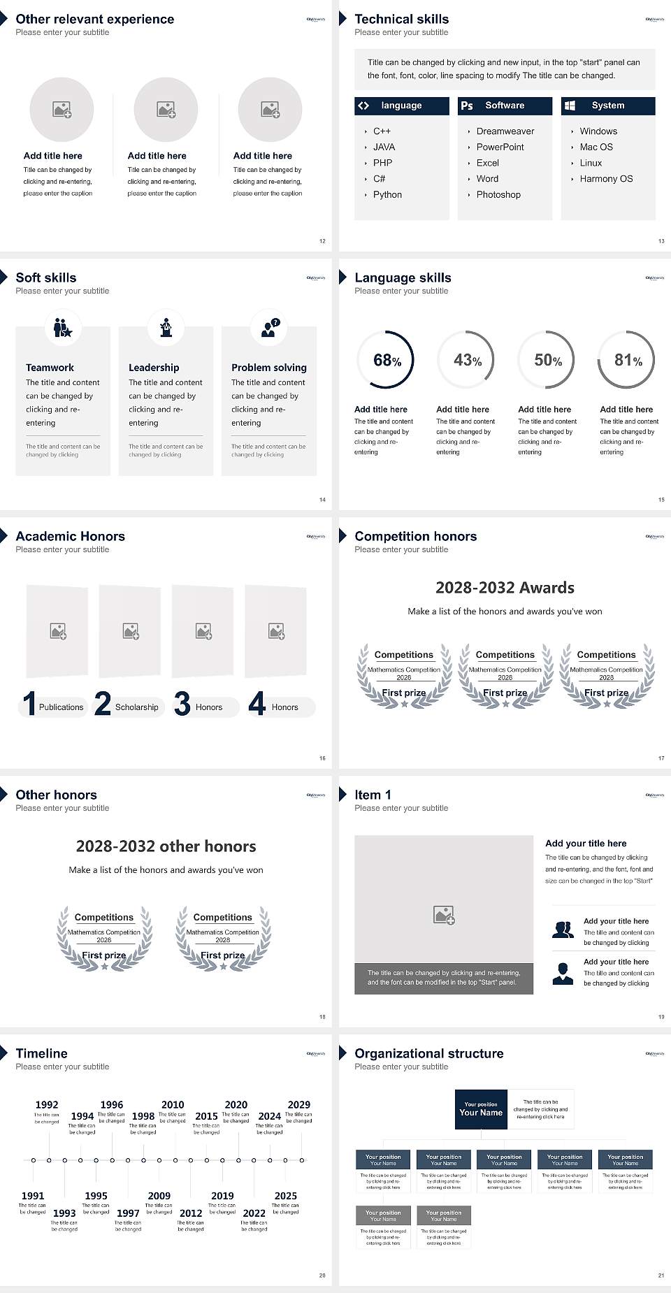 City University of Seattle Resume PPT Template4:3 ratio PPT effect preview image3
