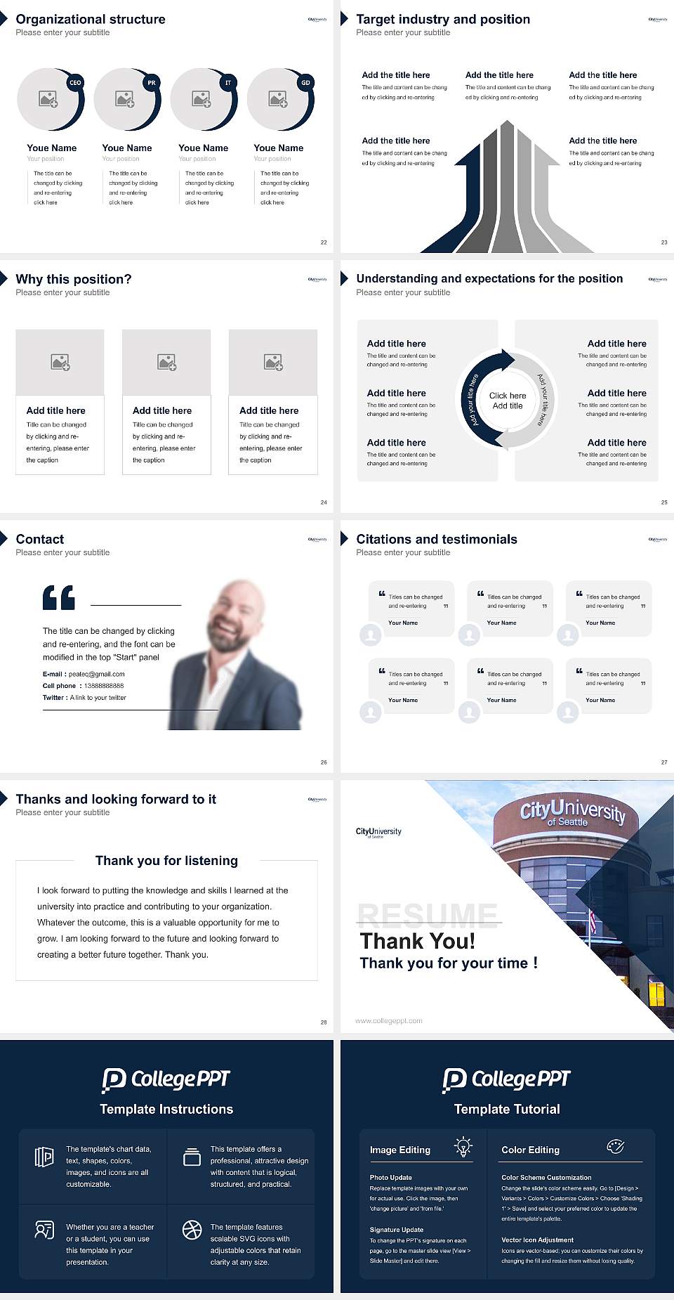 City University of Seattle Resume PPT Template4:3 ratio PPT effect preview image4