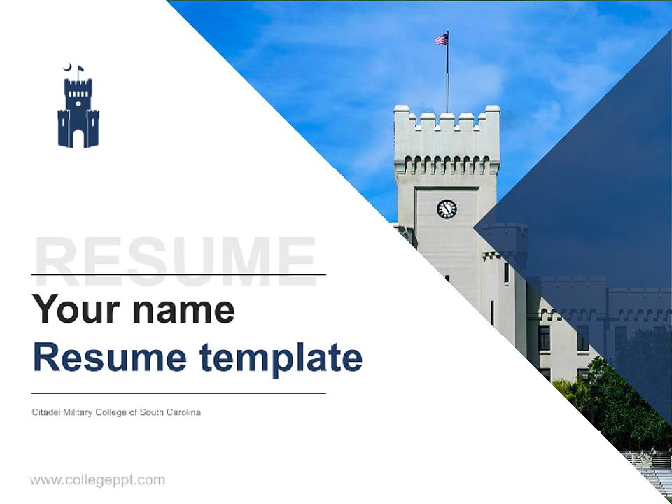 Citadel Military College of South Carolina Resume PPT Template4:3 ratio PPT effect preview image5