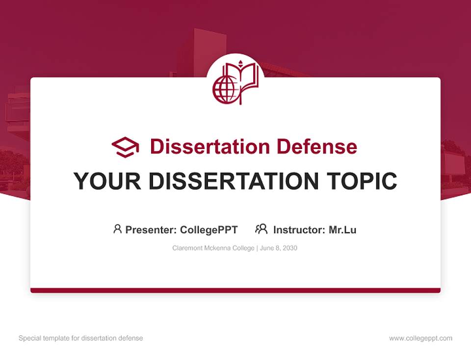 Claremont Mckenna College Graduation Thesis Defense PPT Template4:3 ratio PPT effect preview image7