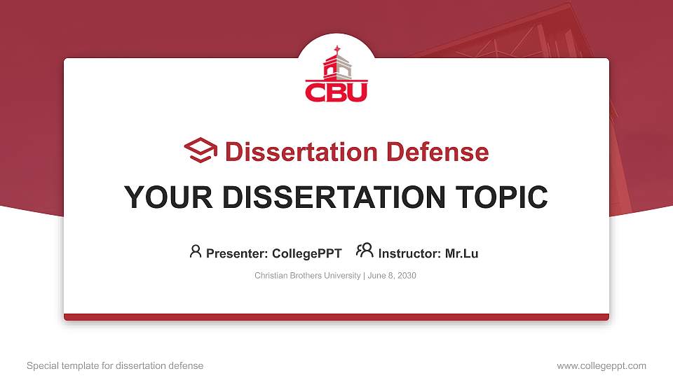 Christian Brothers University Graduation Thesis Defense PPT Template16:9 ratio PPT effect preview image