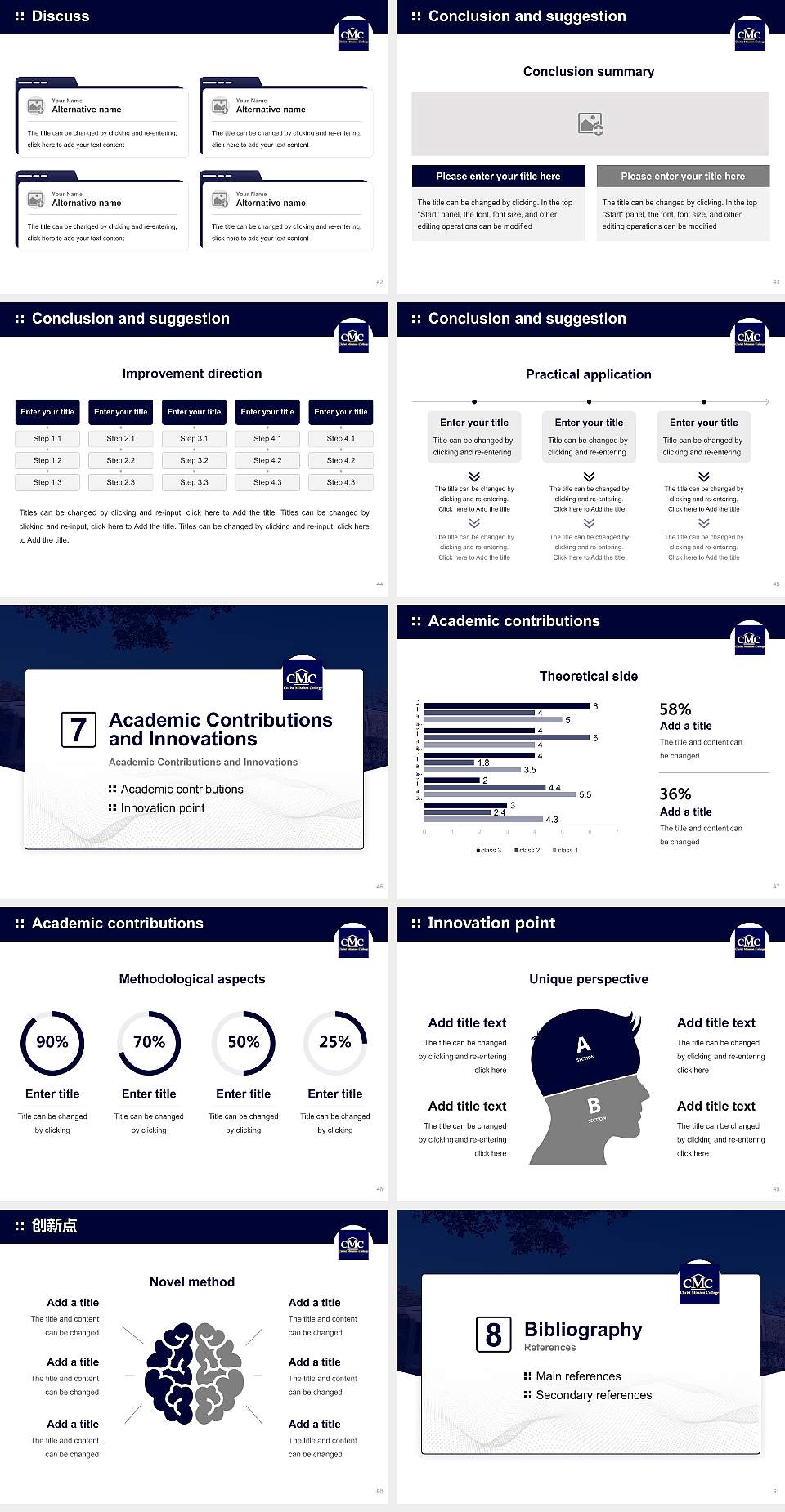 Christ Mission College Graduation Thesis Defense PPT Template4:3 ratio PPT effect preview image6