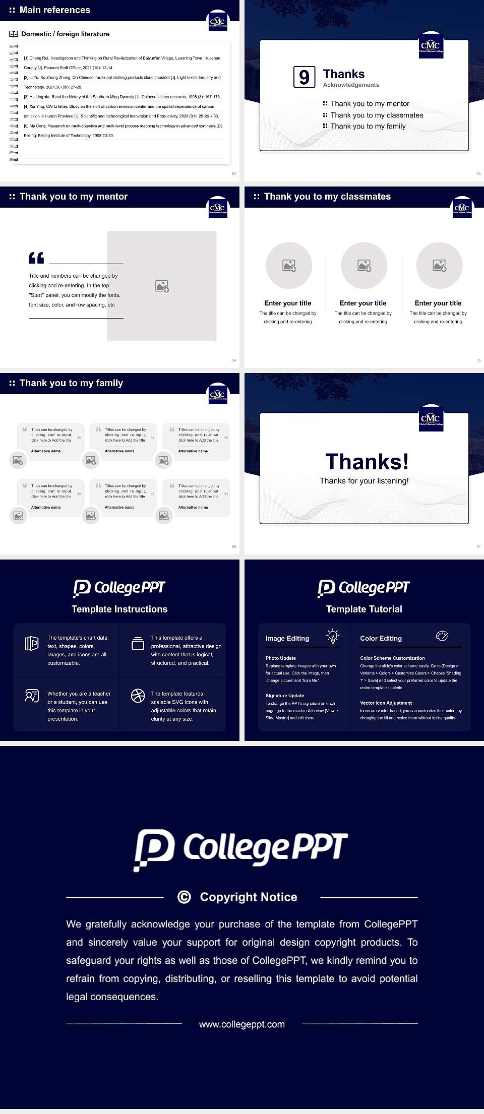 Christ Mission College Graduation Thesis Defense PPT Template4:3 ratio PPT effect preview image7