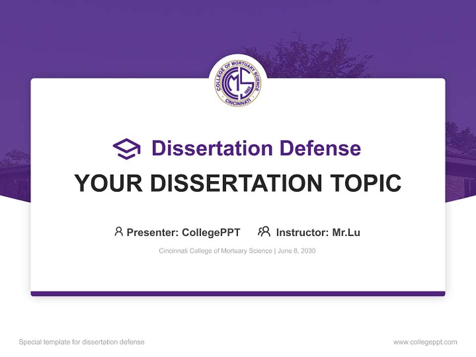Cincinnati College of Mortuary Science Graduation Thesis Defense PPT Template4:3 ratio PPT effect preview image7