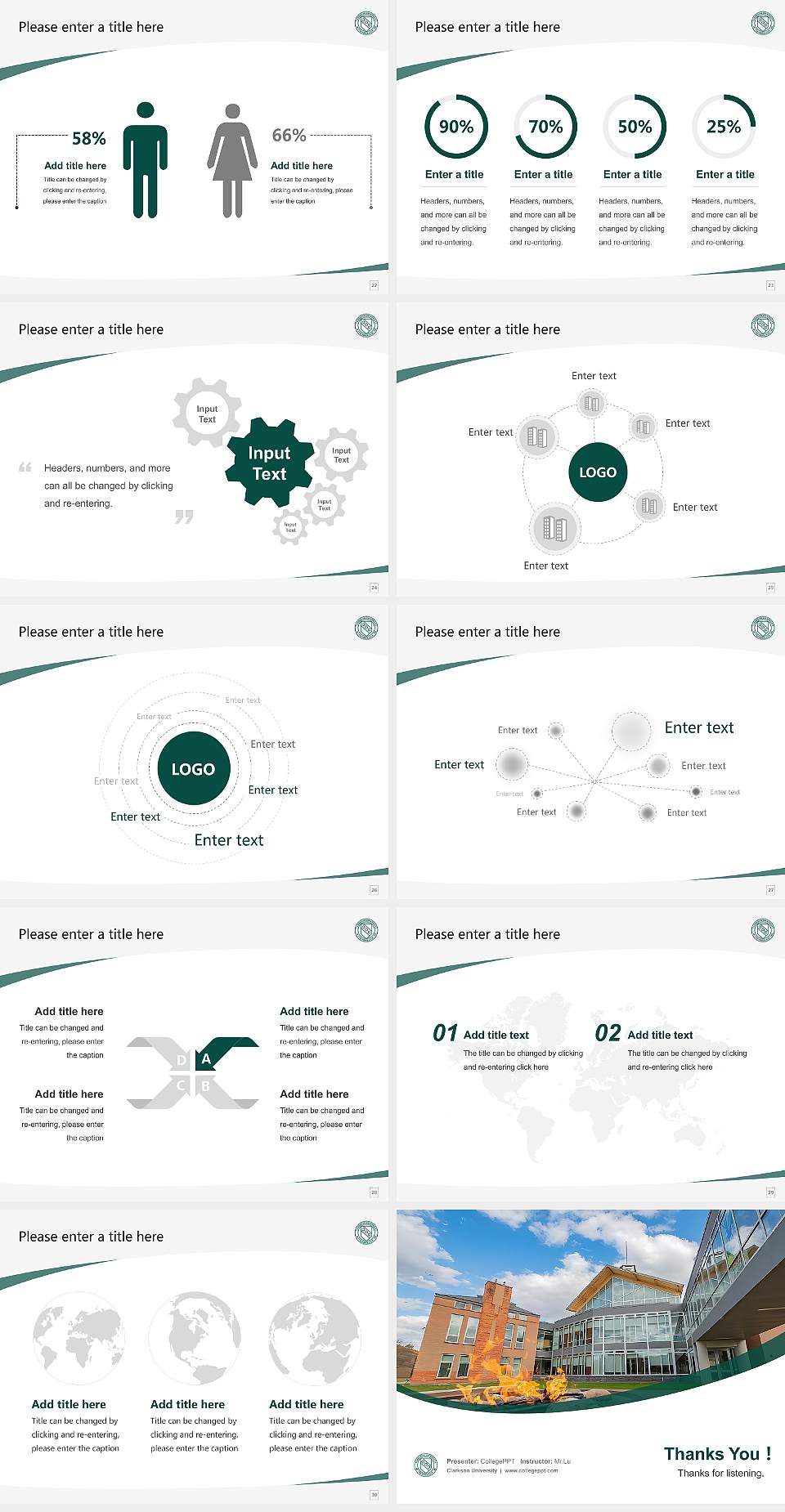 Clarkson University Course/Courseware Creation PPT Template4:3 ratio PPT effect preview image4
