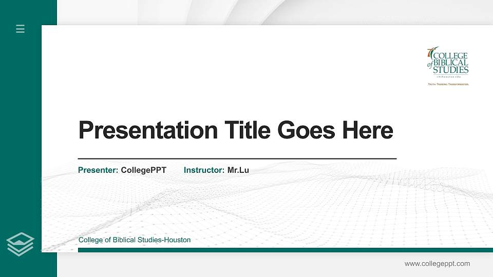 College of Biblical Studies-Houston Thesis Proposal/Graduation Defense PPT Template16:9 ratio PPT effect preview image1