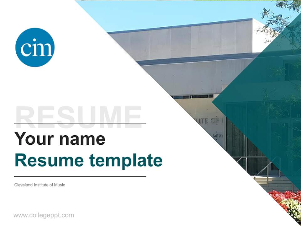 Cleveland Institute of Music Resume PPT Template4:3 ratio PPT effect preview image5