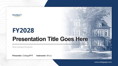 Clarion University of Pennsylvania Academic Presentation/Research Findings Report PPT Template
