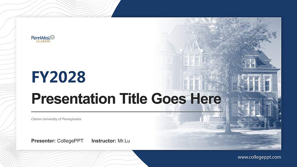 Clarion University of Pennsylvania Academic Presentation/Research Findings Report PPT Template16:9 ratio PPT effect preview image