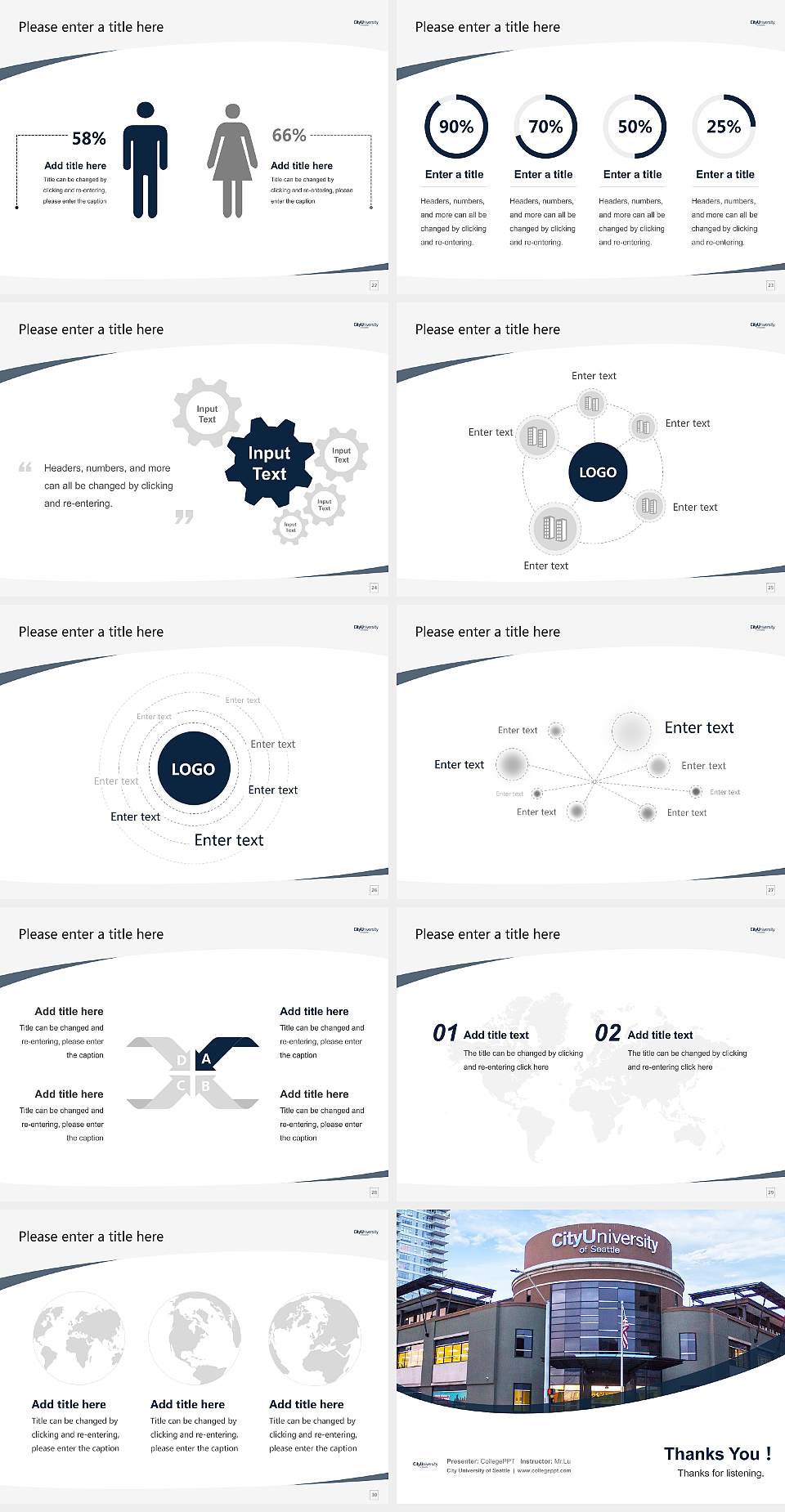 City University of Seattle Course/Courseware Creation PPT Template4:3 ratio PPT effect preview image4