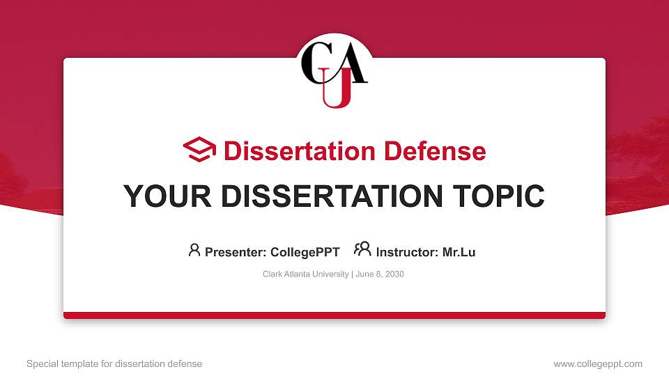 Clark Atlanta University Graduation Thesis Defense PPT Template16:9 ratio PPT effect preview image