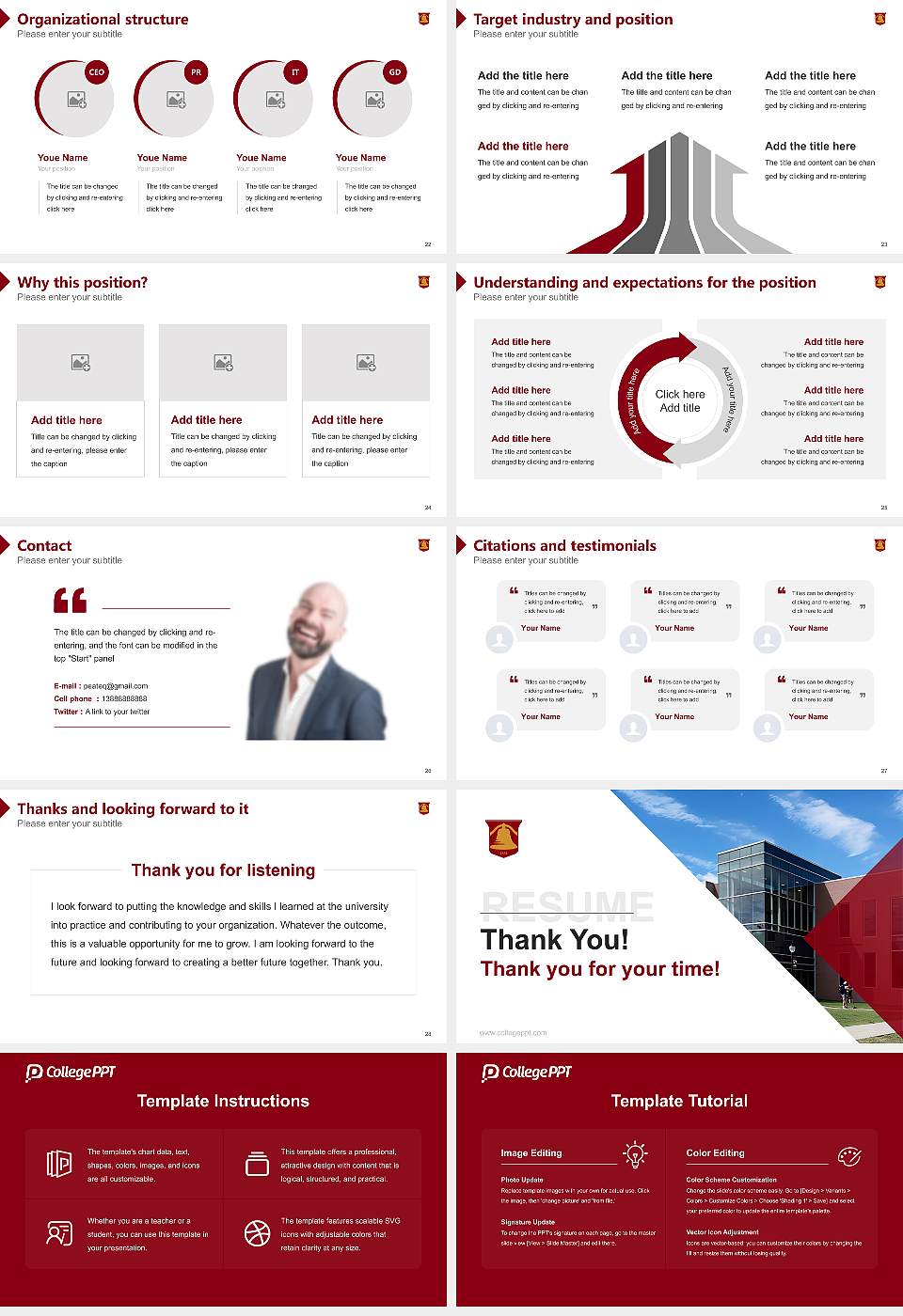 Coe College Resume PPT Template16:9 ratio PPT effect preview image4