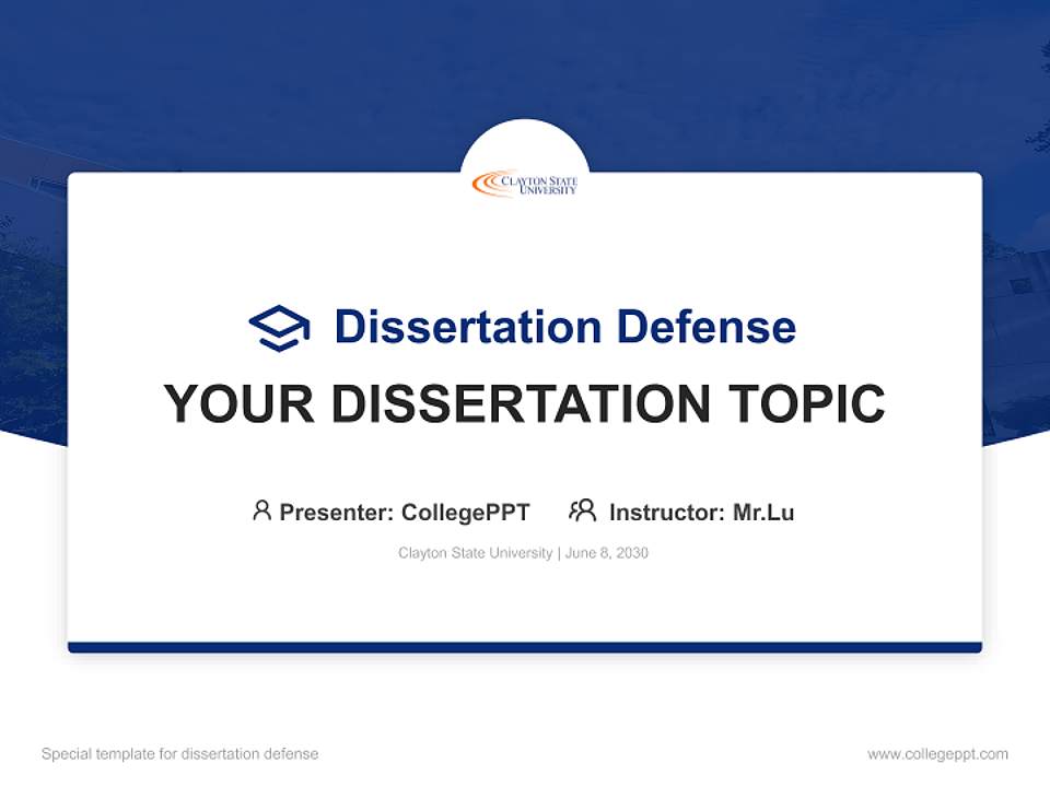 Clayton State University Graduation Thesis Defense PPT Template4:3 ratio PPT effect preview image7