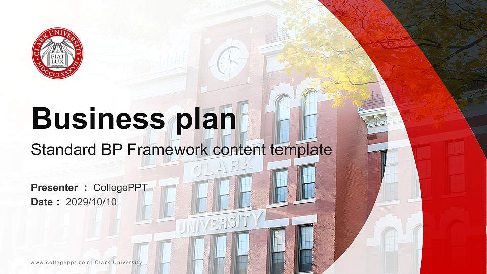 Clark University Competition/Entrepreneurship Contest PPT Template16:9 ratio PPT effect preview image