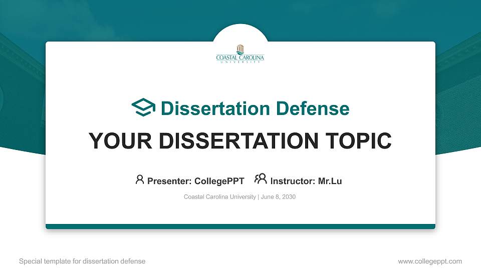 Coastal Carolina University Graduation Thesis Defense PPT Template16:9 ratio PPT effect preview image