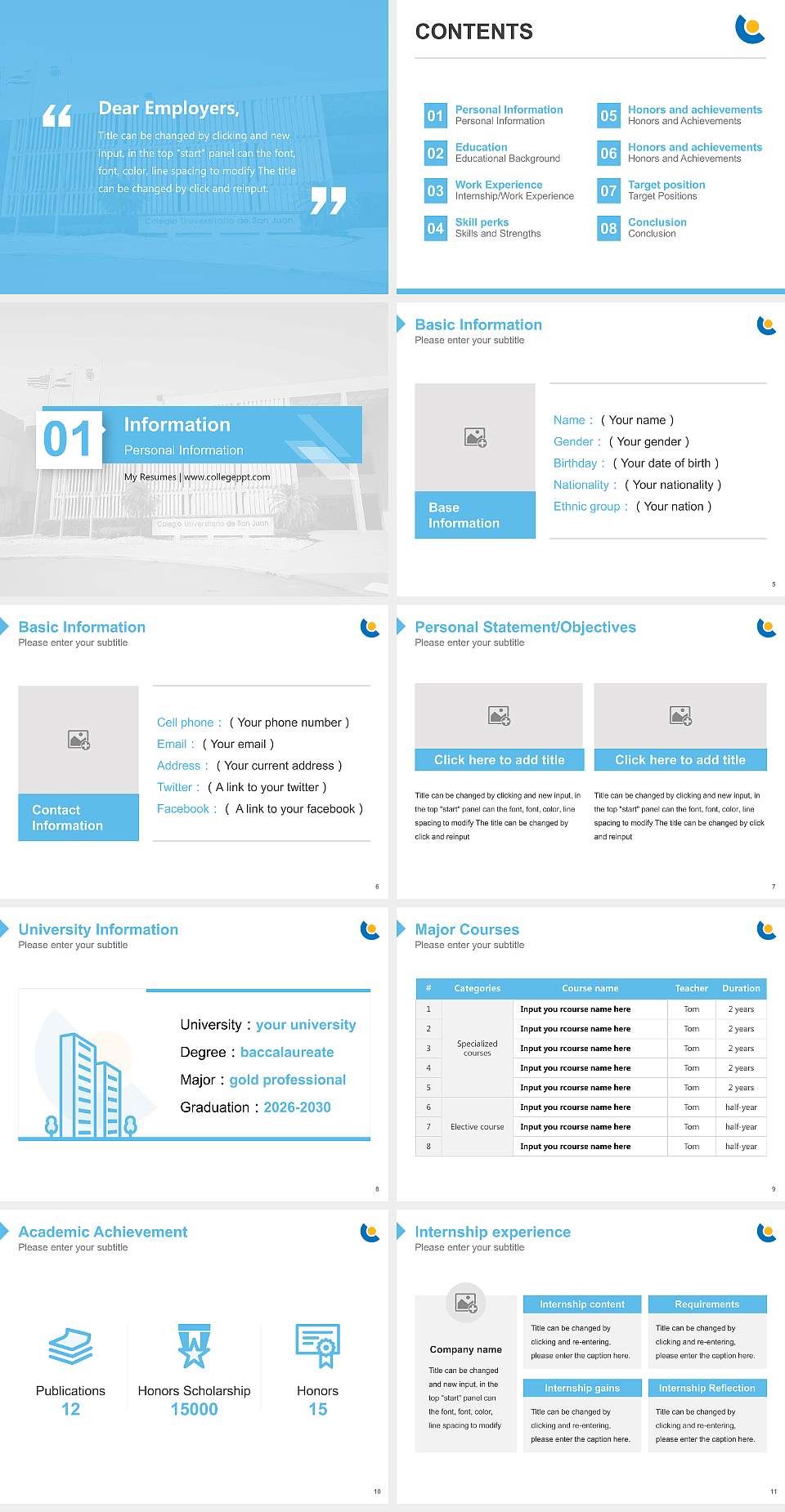 Colegio Universitario De San Juan Resume PPT Template4:3 ratio PPT effect preview image2