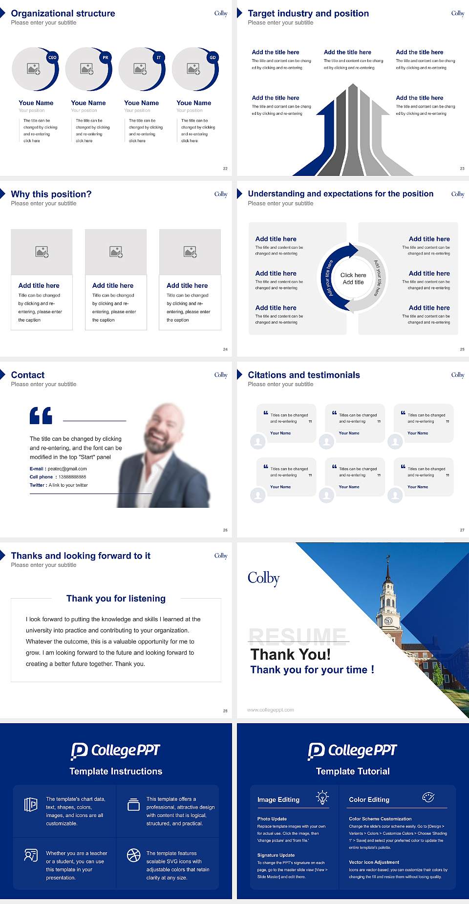 Colby College Resume PPT Template4:3 ratio PPT effect preview image4