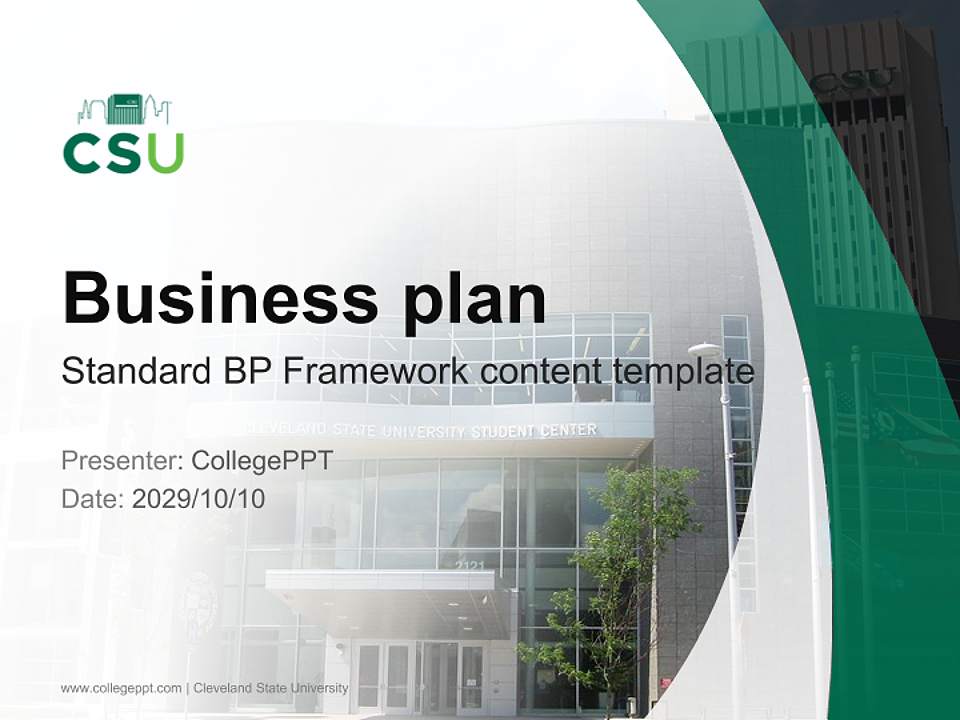 Cleveland State University Competition/Entrepreneurship Contest PPT Template4:3 ratio PPT effect preview image9