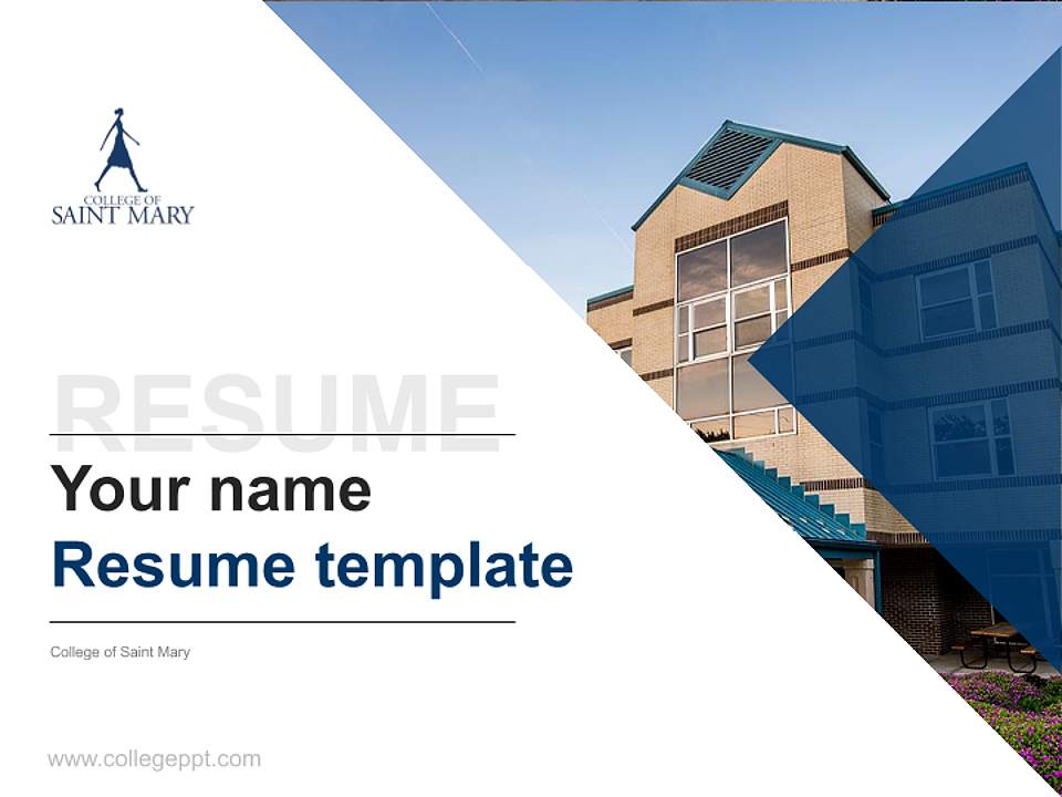 College of Saint Mary Resume PPT Template4:3 ratio PPT effect preview image5