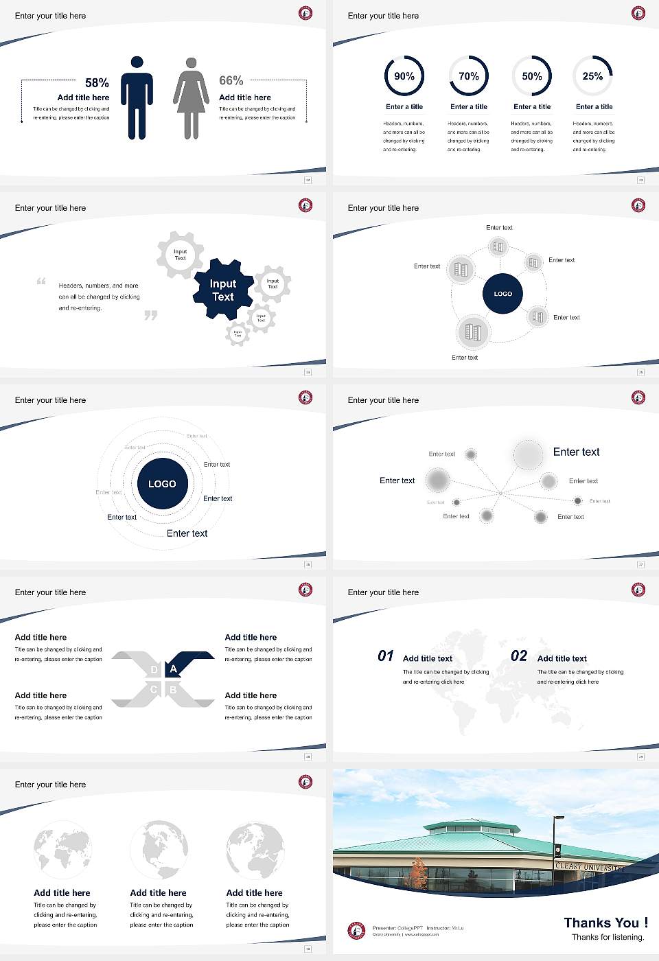 Cleary University Course/Courseware Creation PPT Template16:9 ratio PPT effect preview image4