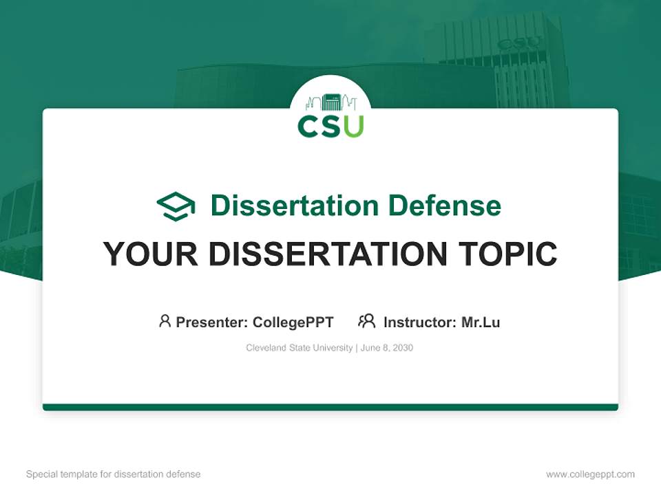 Cleveland State University Graduation Thesis Defense PPT Template4:3 ratio PPT effect preview image7