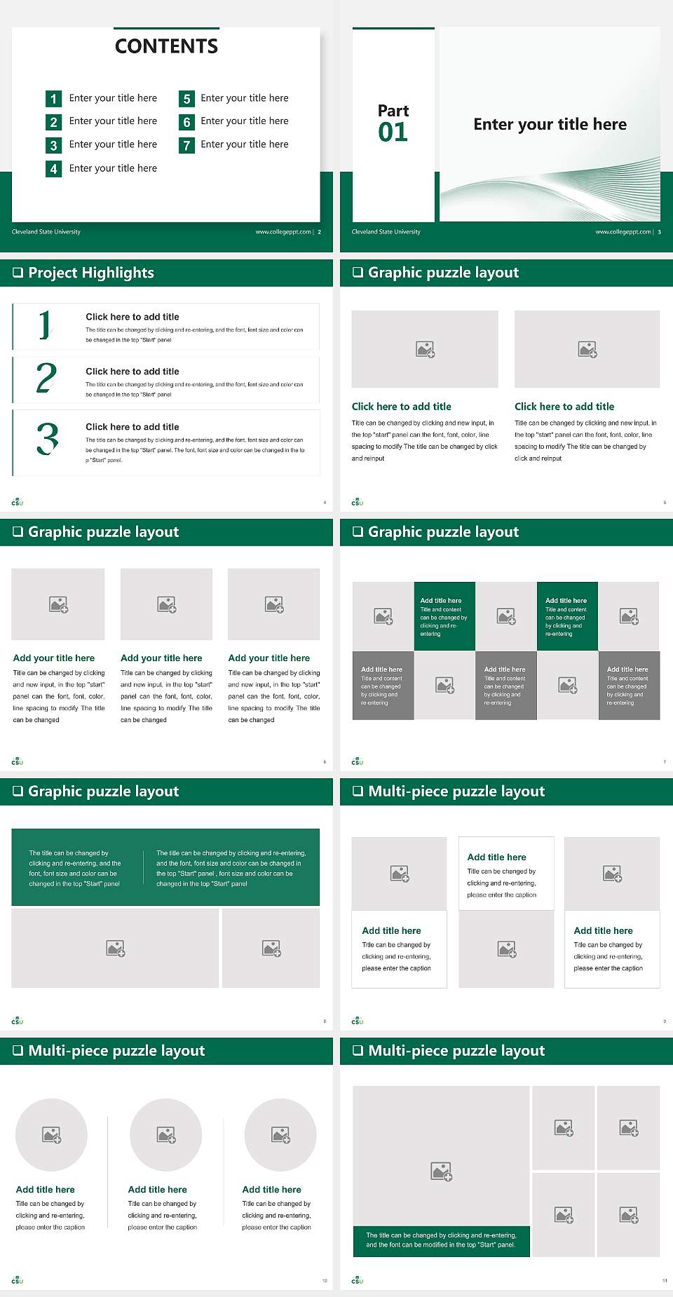 Cleveland State University General Purpose PPT Template4:3 ratio PPT effect preview image2