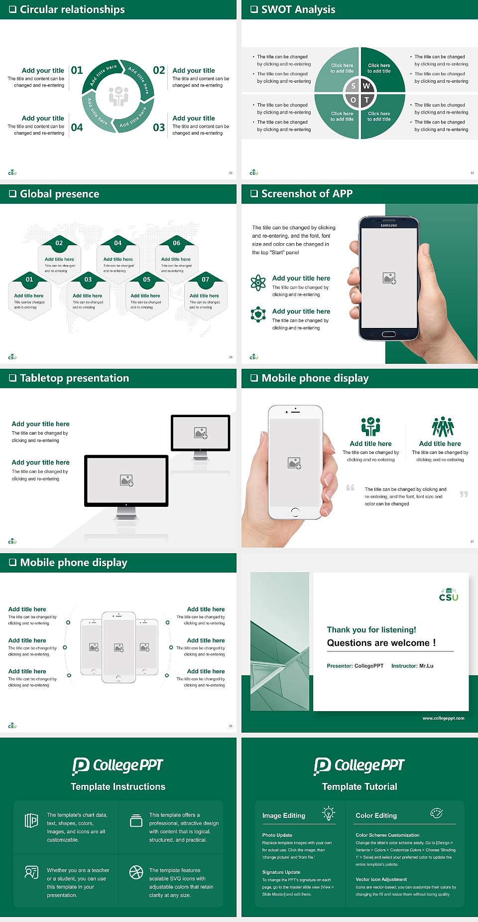Cleveland State University General Purpose PPT Template4:3 ratio PPT effect preview image5