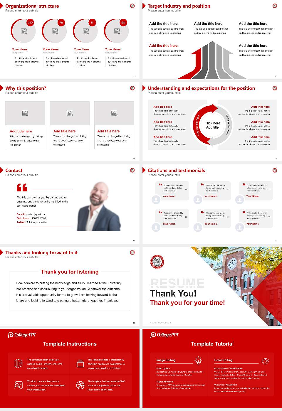 Clark University Resume PPT Template16:9 ratio PPT effect preview image4