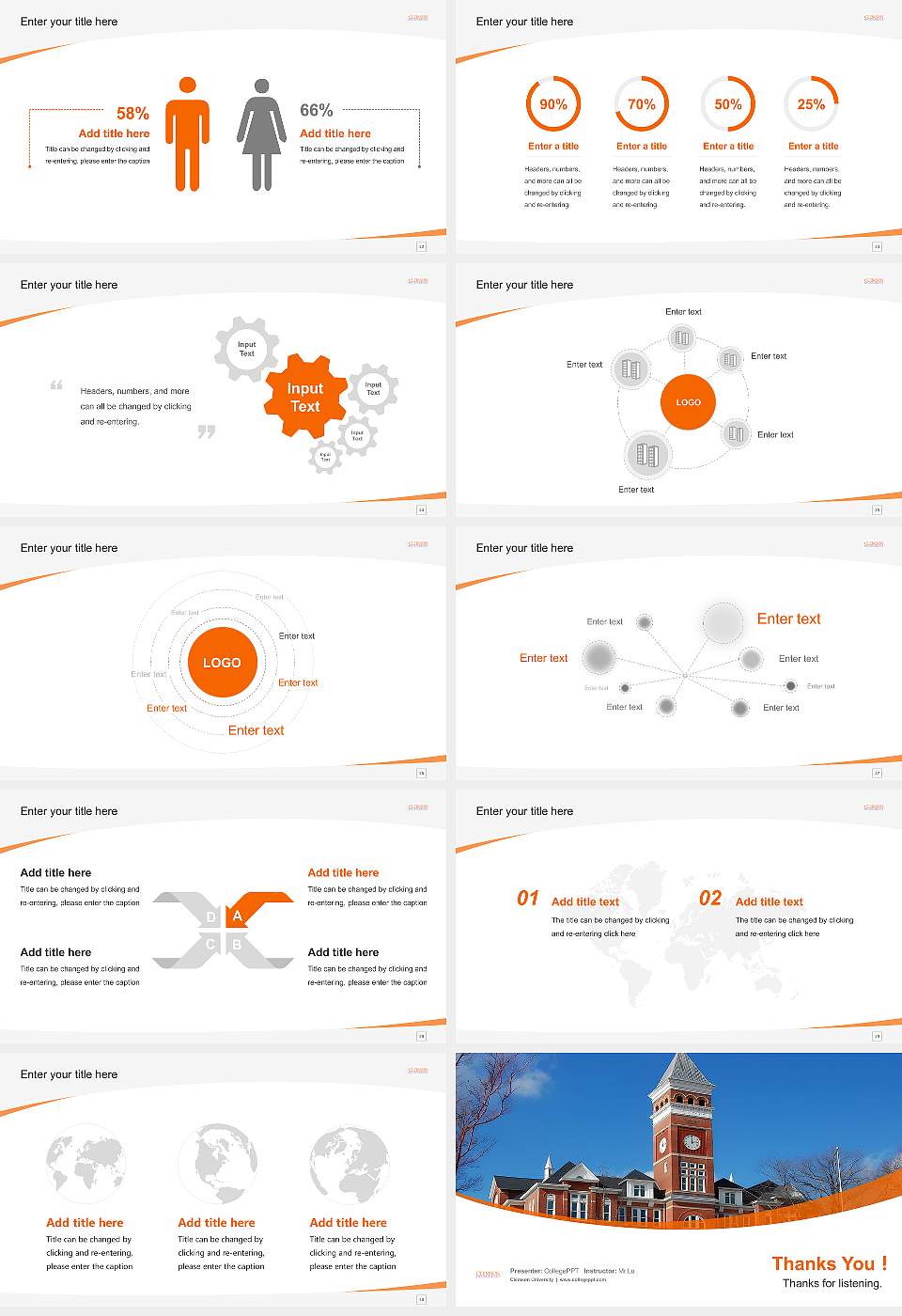 Clemson University Course/Courseware Creation PPT Template16:9 ratio PPT effect preview image4