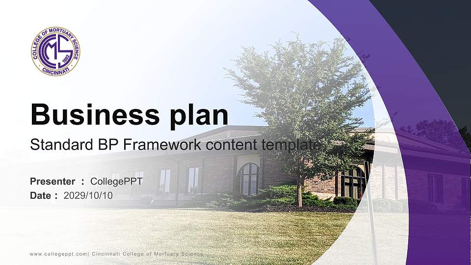 Cincinnati College of Mortuary Science Competition/Entrepreneurship Contest PPT Template16:9 ratio PPT effect preview image