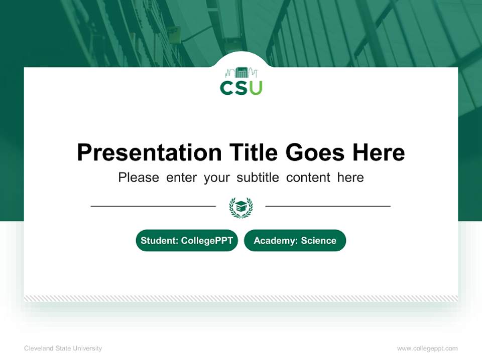 Cleveland State University National Scholarship Defense PPT Template4:3 ratio PPT effect preview image4