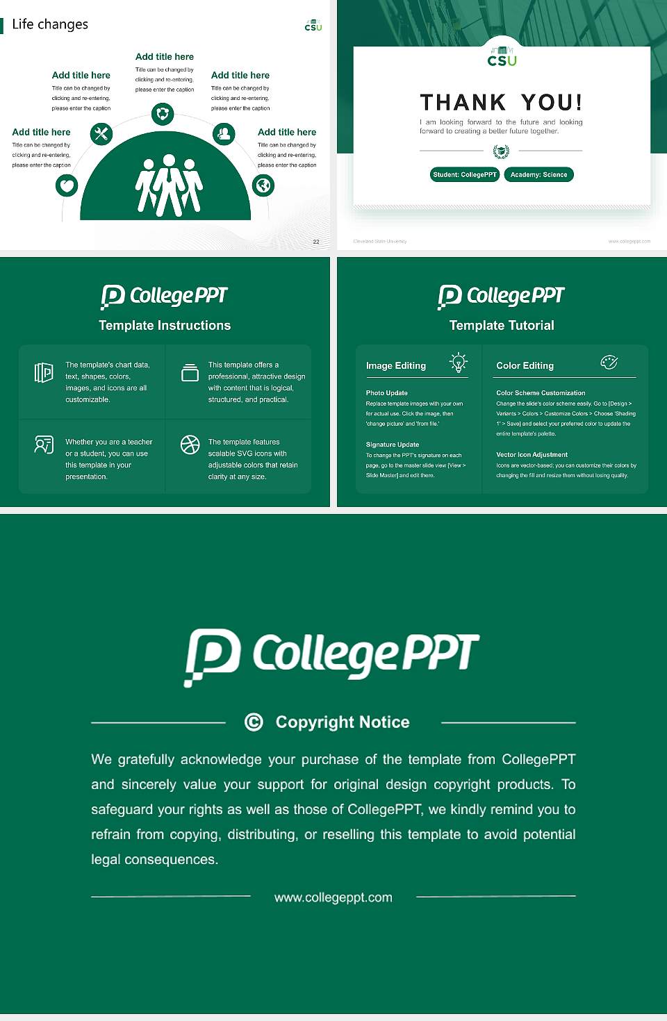 Cleveland State University National Scholarship Defense PPT Template4:3 ratio PPT effect preview image4