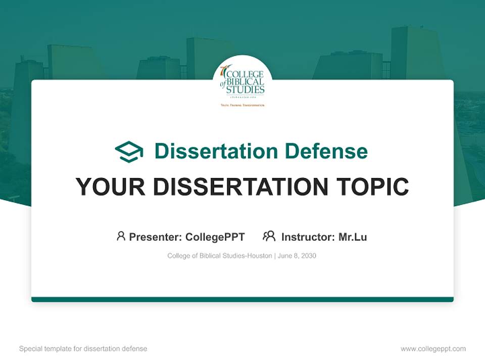 College of Biblical Studies-Houston Graduation Thesis Defense PPT Template4:3 ratio PPT effect preview image7