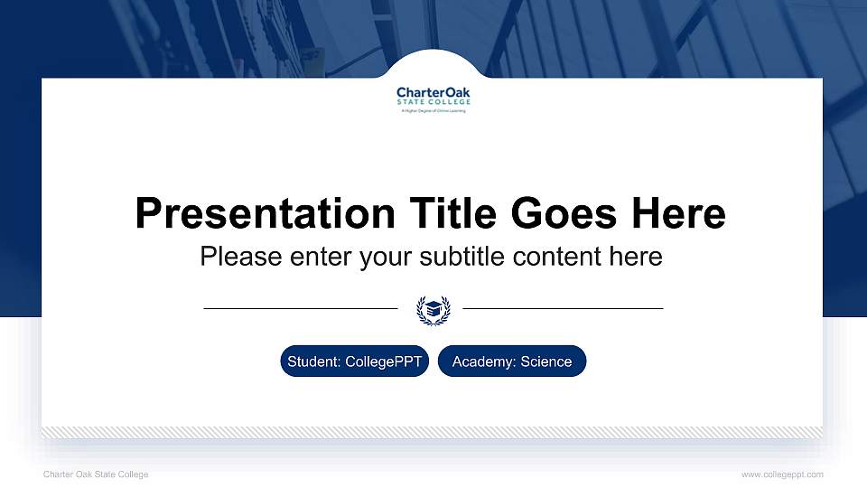Charter Oak State College National Scholarship Defense PPT Template16:9 ratio PPT effect preview image