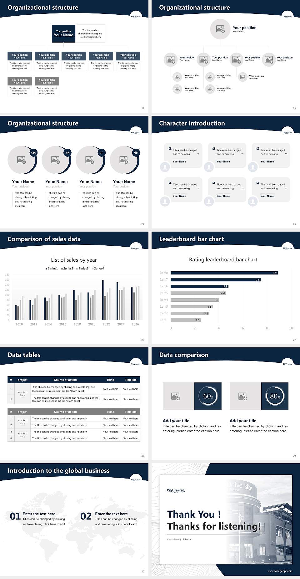City University of Seattle Academic Presentation/Research Findings Report PPT Template4:3 ratio PPT effect preview image4