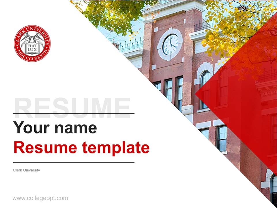 Clark University Resume PPT Template4:3 ratio PPT effect preview image5