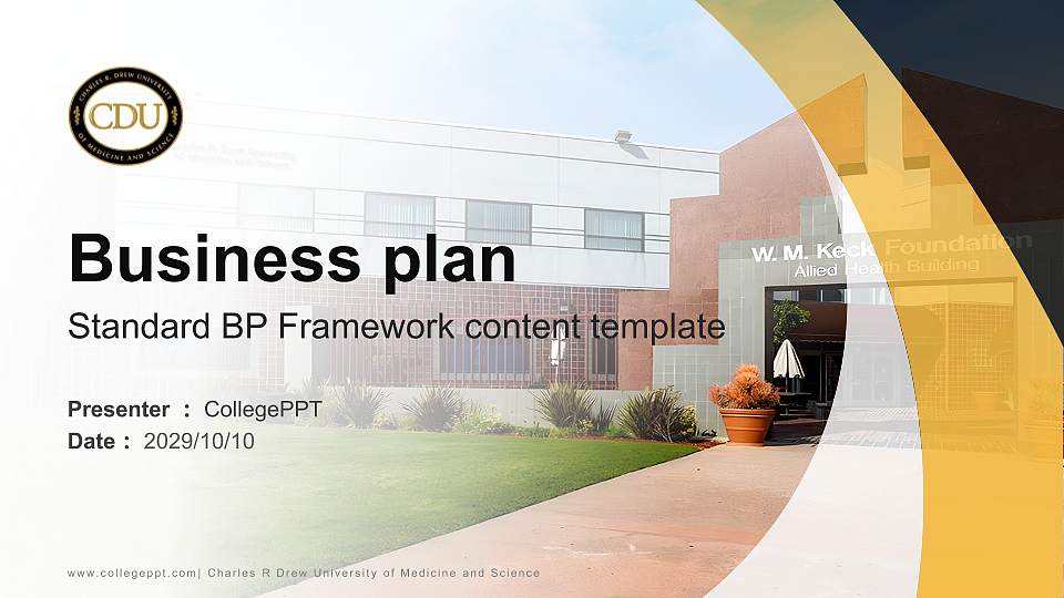 Charles R Drew University of Medicine and Science Competition/Entrepreneurship Contest PPT Template16:9 ratio PPT effect preview image