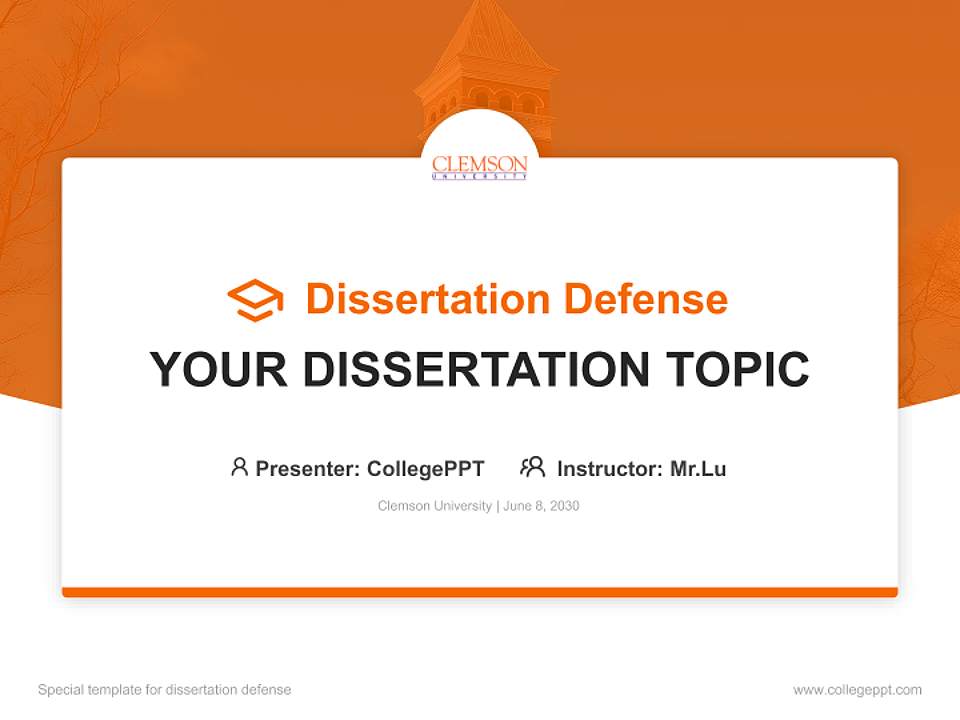 Clemson University Graduation Thesis Defense PPT Template4:3 ratio PPT effect preview image7