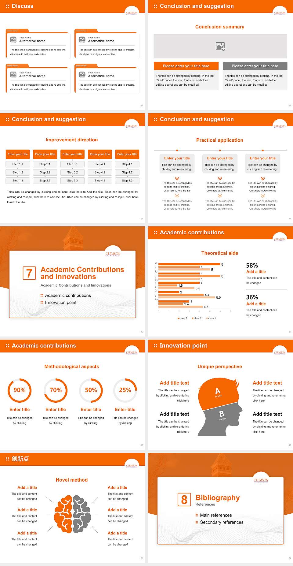 Clemson University Graduation Thesis Defense PPT Template4:3 ratio PPT effect preview image6