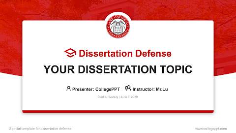 Clark University Graduation Thesis Defense PPT Template