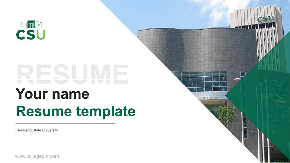 Cleveland State University Resume PPT Template16:9 ratio PPT effect preview image