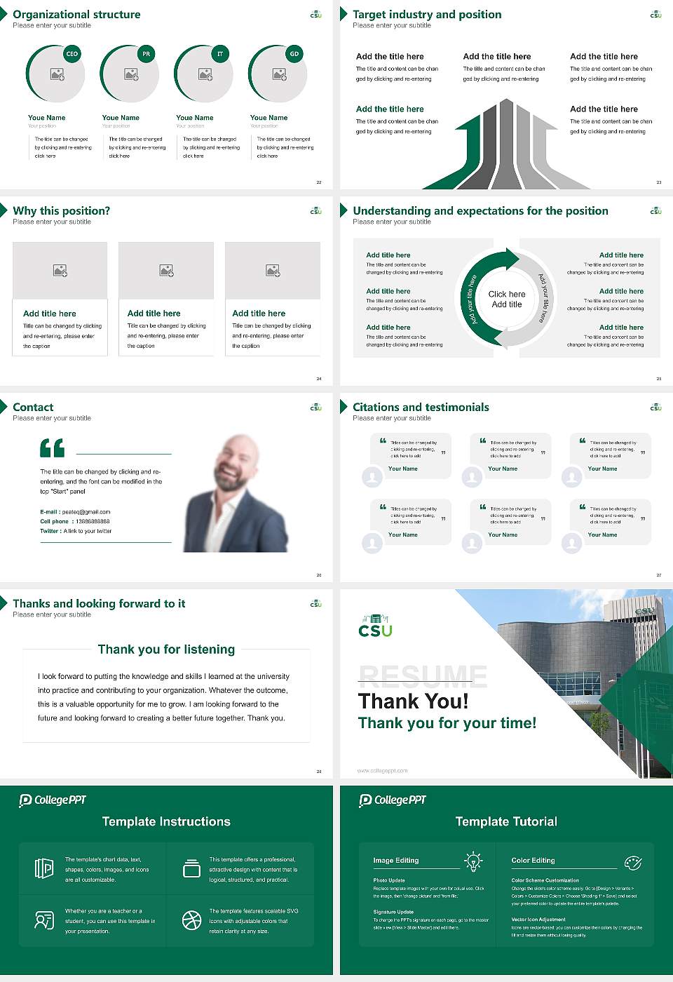 Cleveland State University Resume PPT Template16:9 ratio PPT effect preview image4