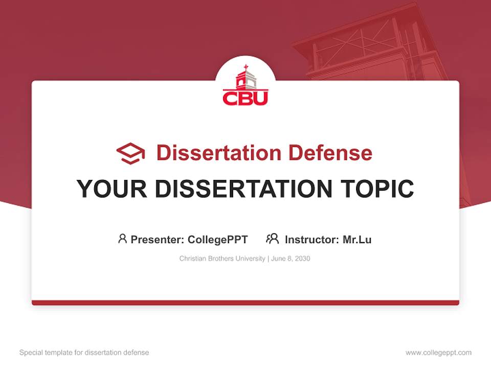 Christian Brothers University Graduation Thesis Defense PPT Template4:3 ratio PPT effect preview image7