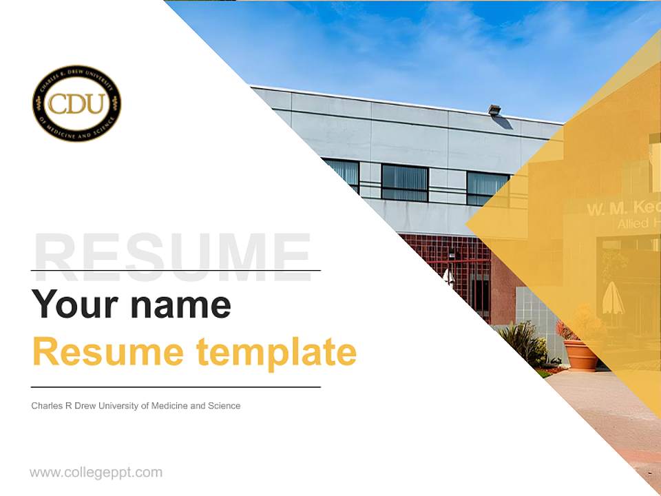 Charles R Drew University of Medicine and Science Resume PPT Template4:3 ratio PPT effect preview image5