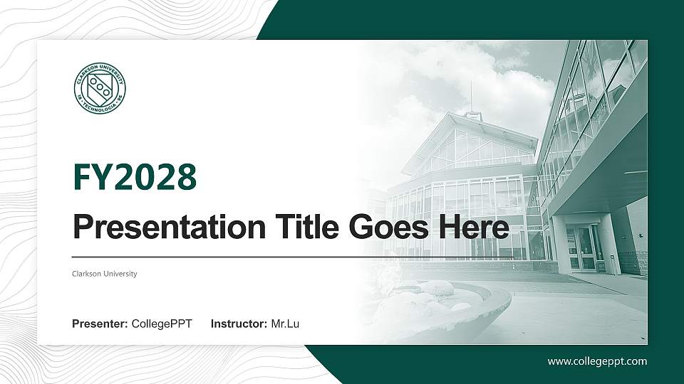 Clarkson University Academic Presentation/Research Findings Report PPT Template16:9 ratio PPT effect preview image