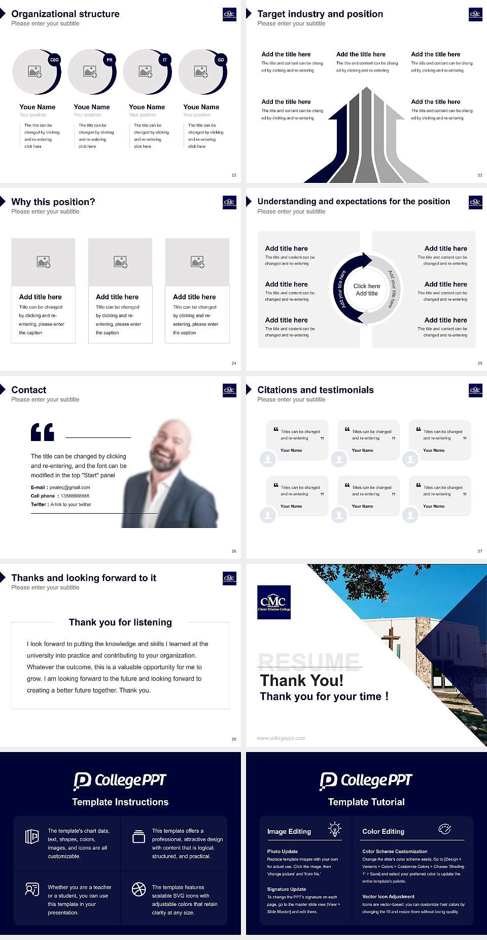 Christ Mission College Resume PPT Template4:3 ratio PPT effect preview image4