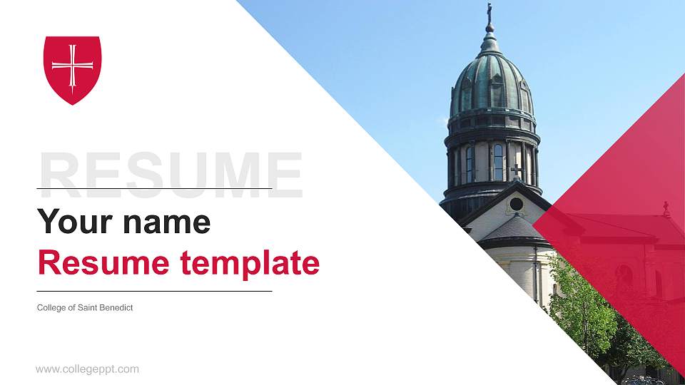 College of Saint Benedict Resume PPT Template16:9 ratio PPT effect preview image1