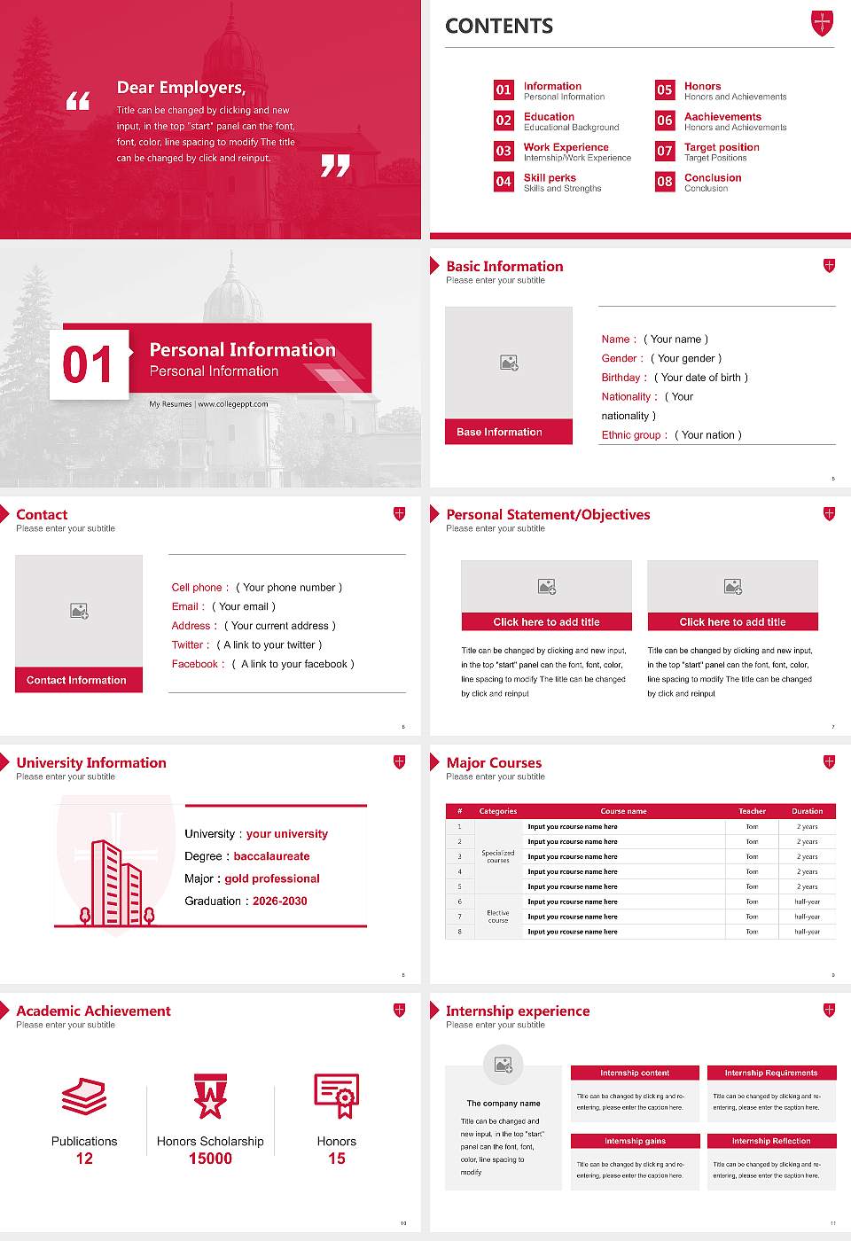 College of Saint Benedict Resume PPT Template16:9 ratio PPT effect preview image2